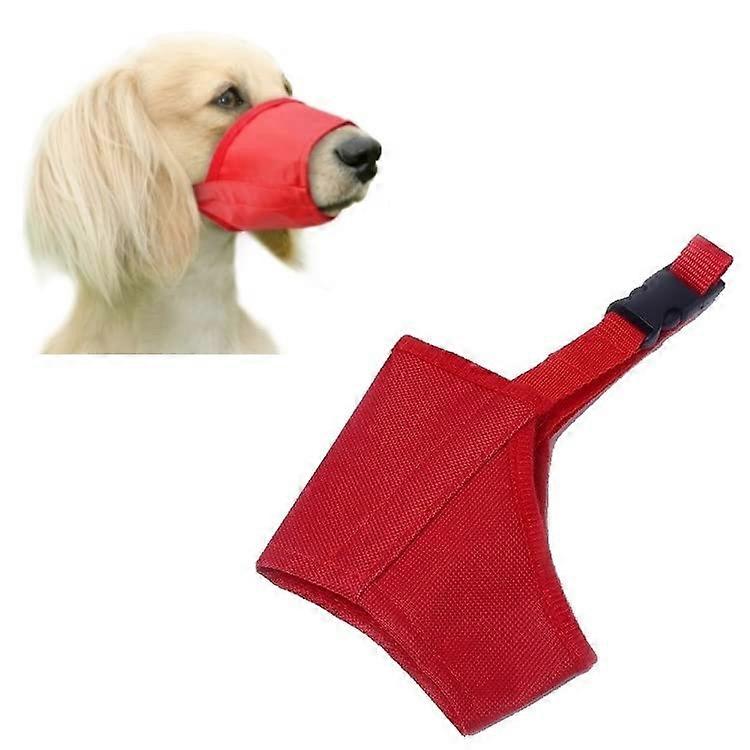 Red Soft Nylon Dog Muzzle Size 7 Adjustable Strap for Biting Chewing Barking Prevention