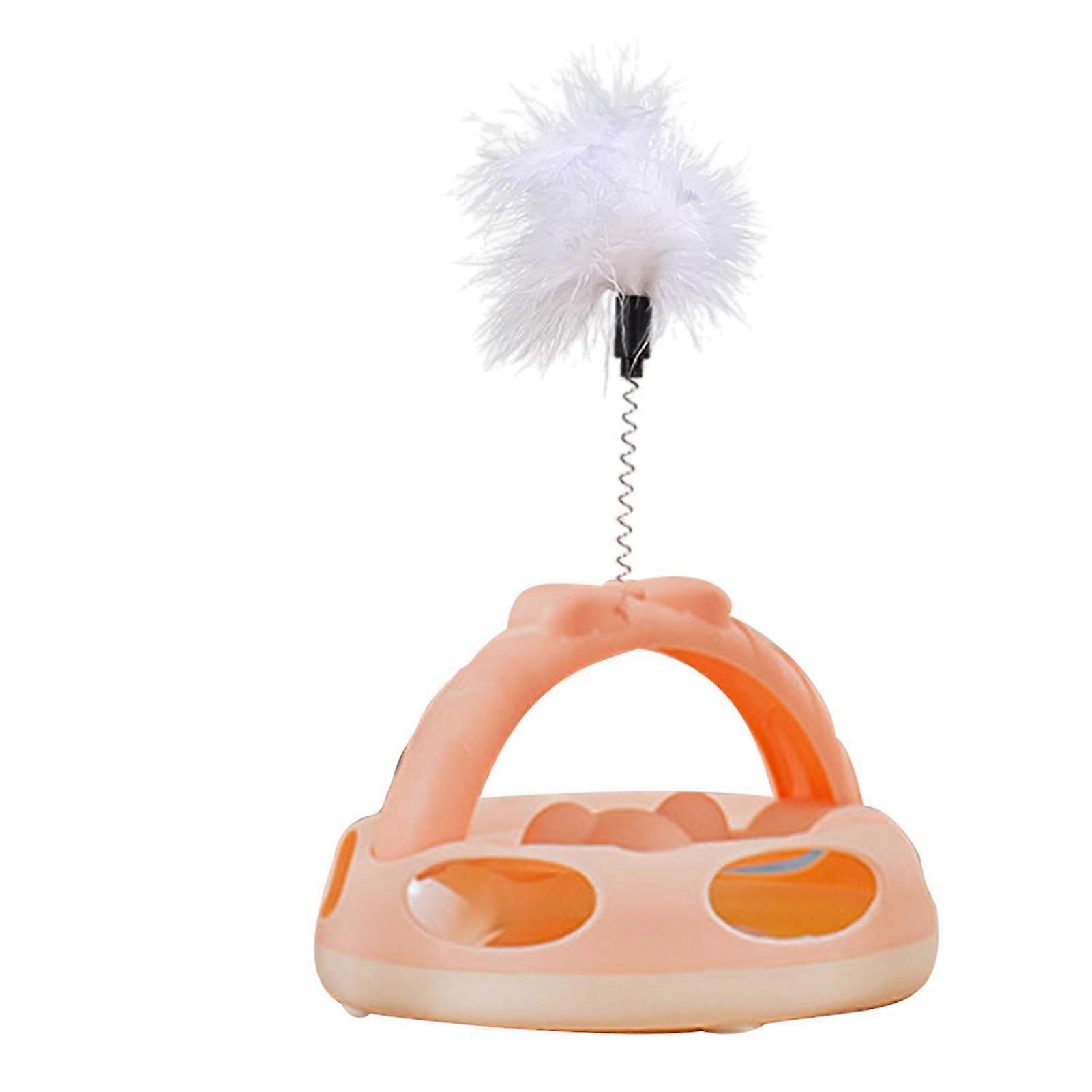 Cat Ball Track Toy with Feather, MultiLevel Interactive Rolling Ball Tower for Indoor Cats