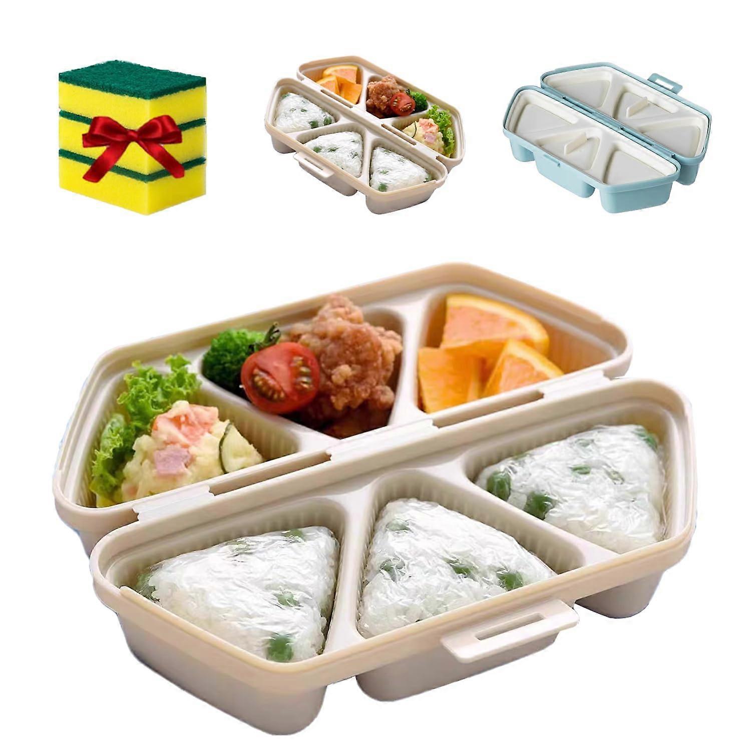 6 Cavity Onigiri Mold Triangle Sushi Rice Ball Maker Non Stick Easy Release Beige