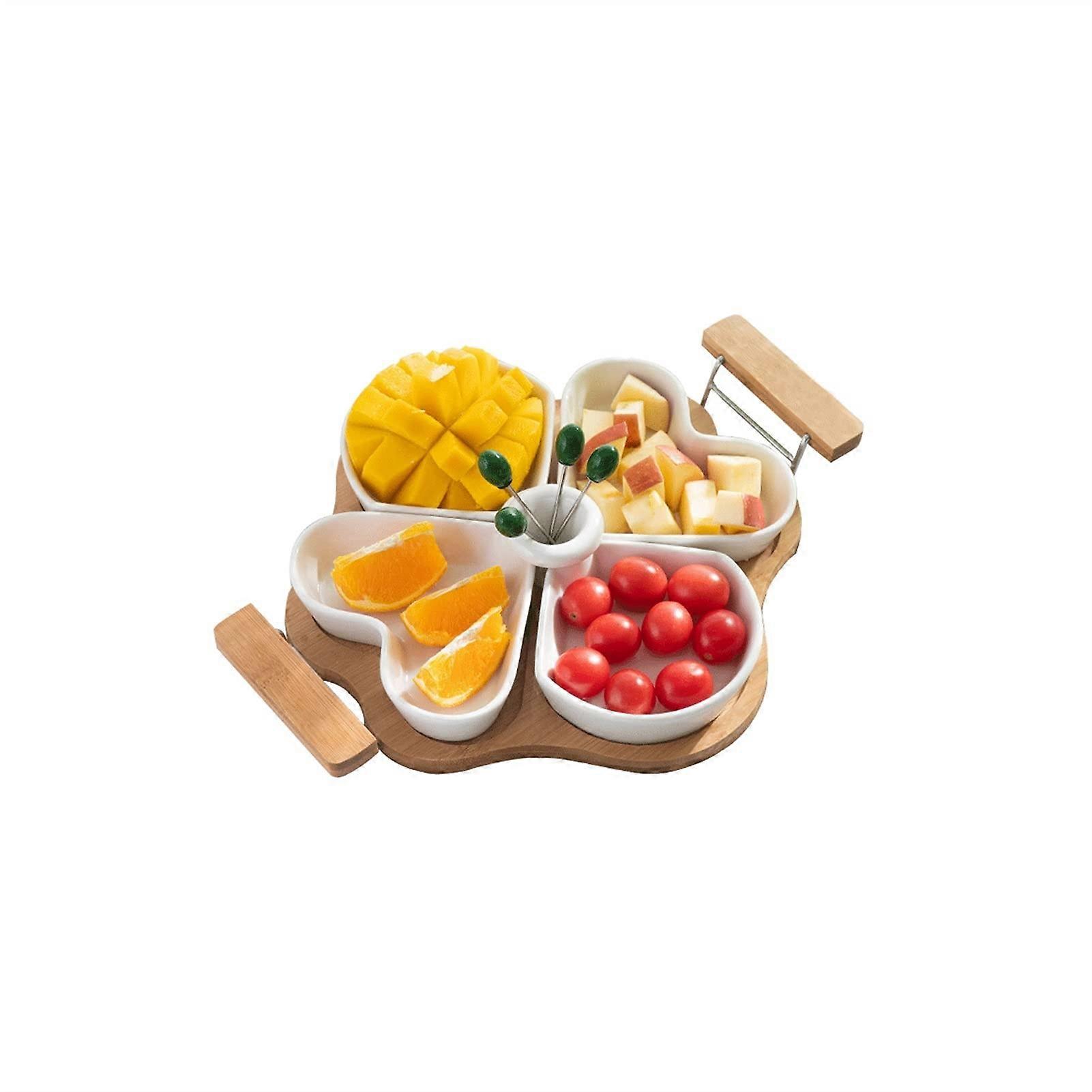 Large Ceramic Fruit Platter with Elegant Divided Design for Desserts, 34cm Round Serving Tray