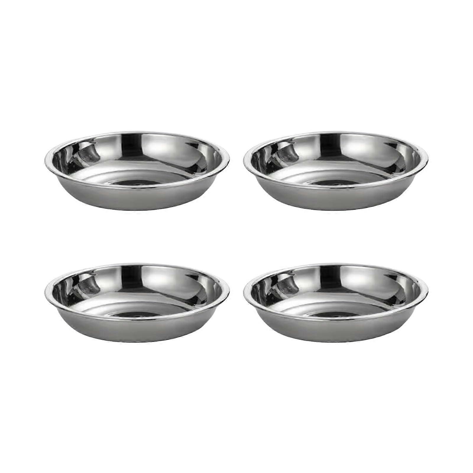 4Pcs Stainless Steel Serving Bowl Set, Round Sauce Dipping Dish, Stackable Rustproof Plates