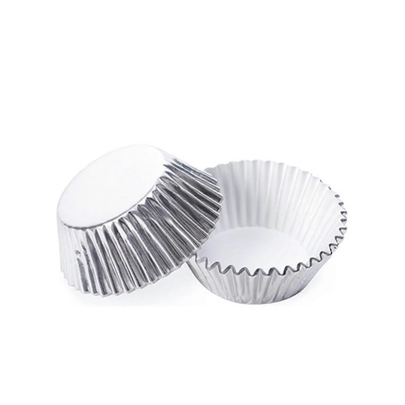 100pcs Silver Foil Cupcake Liners Baking Cups with Elegant HeatResistant Disposable Design