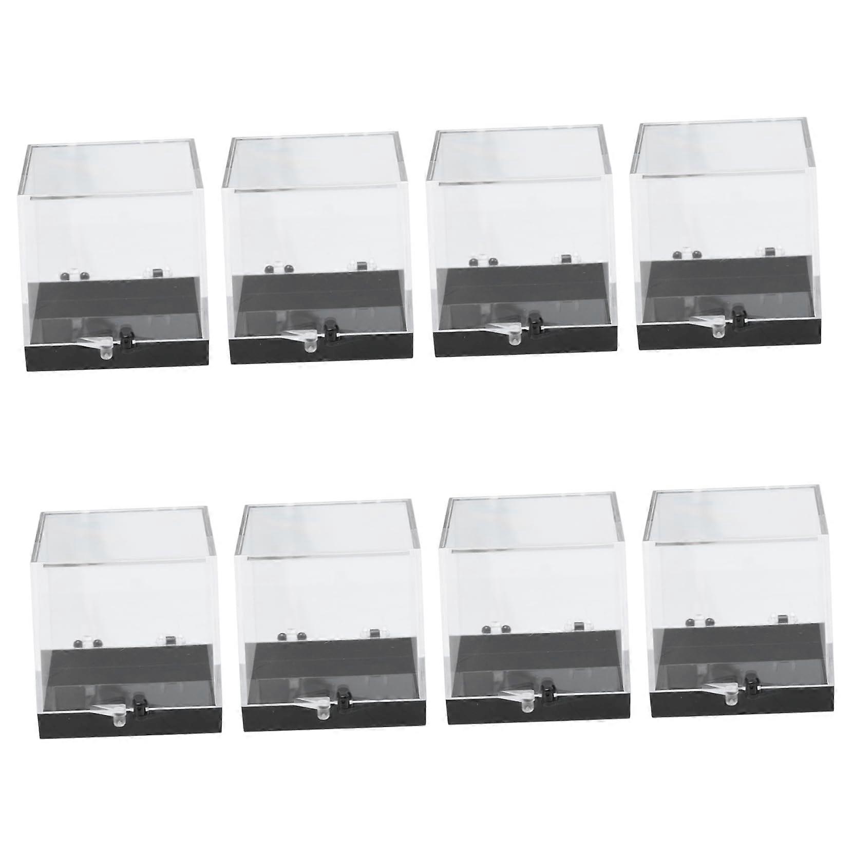 8pcs Clear Plastic Display Box Set for Minerals and Crystals, Impact Resistant Compact Cube Design