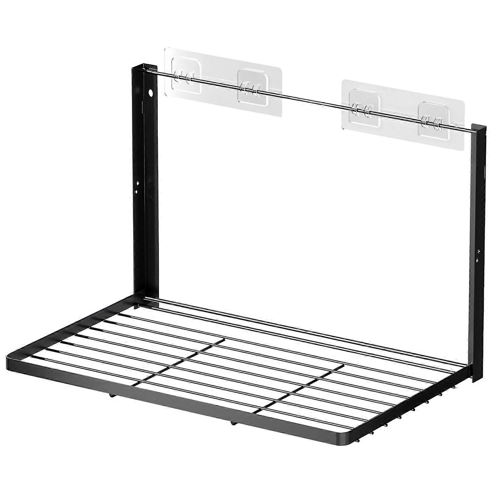 Wall Mounted Laundry Rack 39.5cm Foldable Metal No Drill Space Saving Laundry Room Organizer