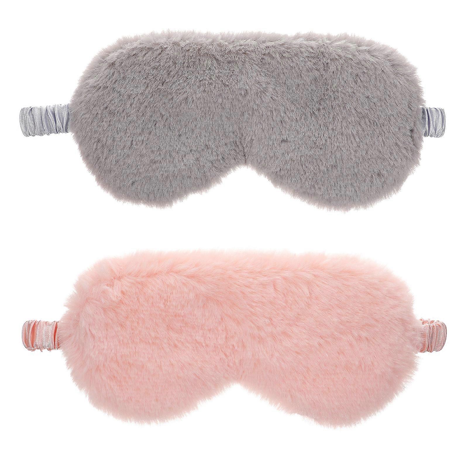 Plush Sleeping Eye Mask Sleep Blindfold for Protection Use 2Pcs Set