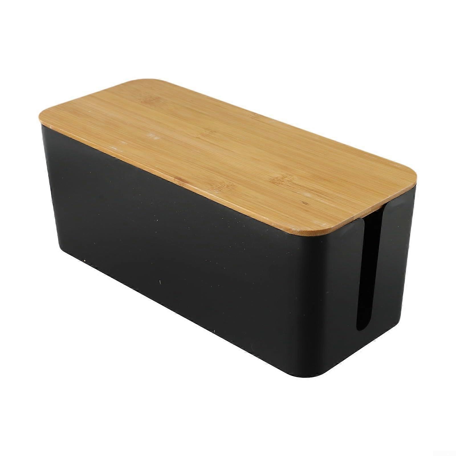 Cable Management Box with DustProof Lid for Power Strips and MultiSocket Storage Black