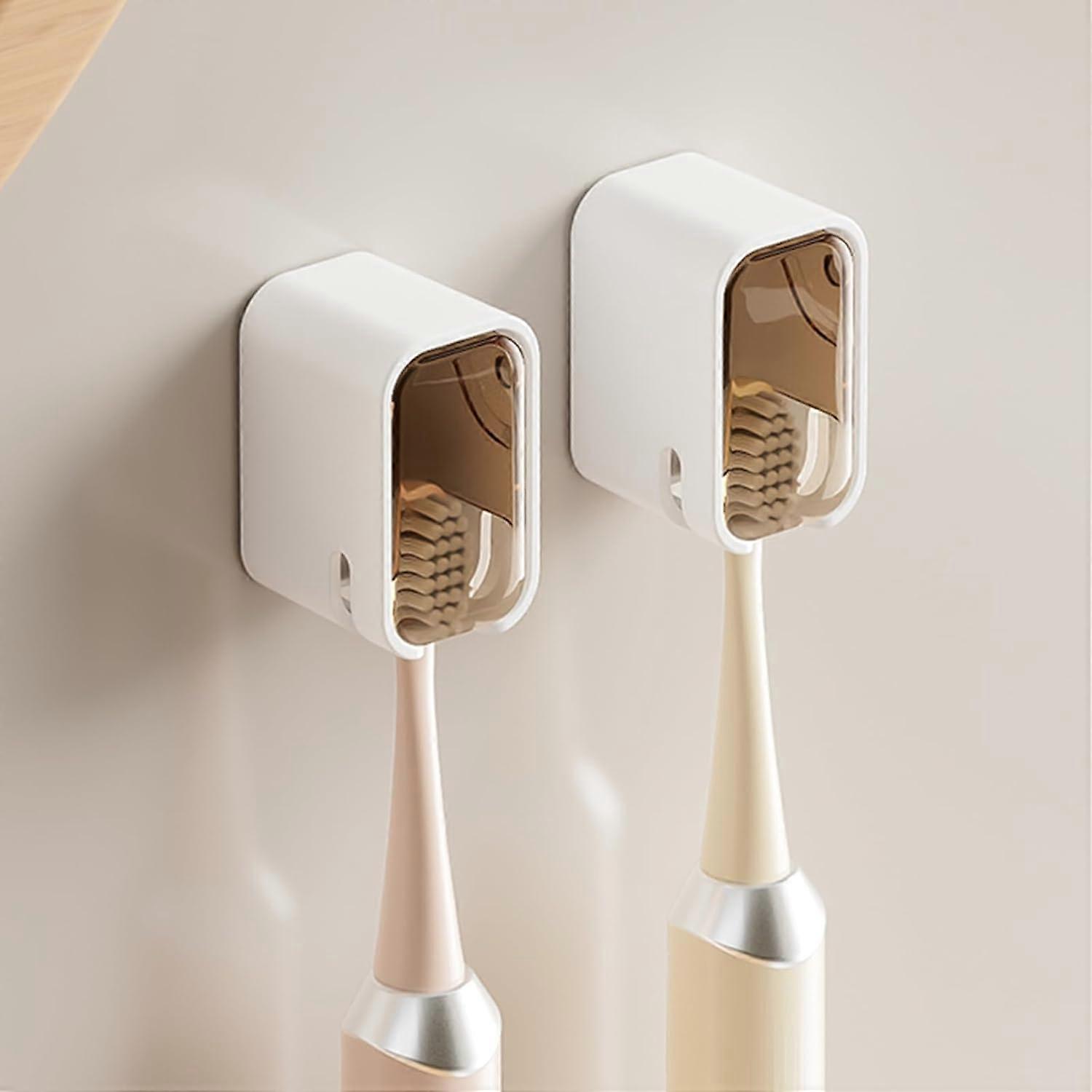 Two-piece wall-mounted toothbrush holder set
