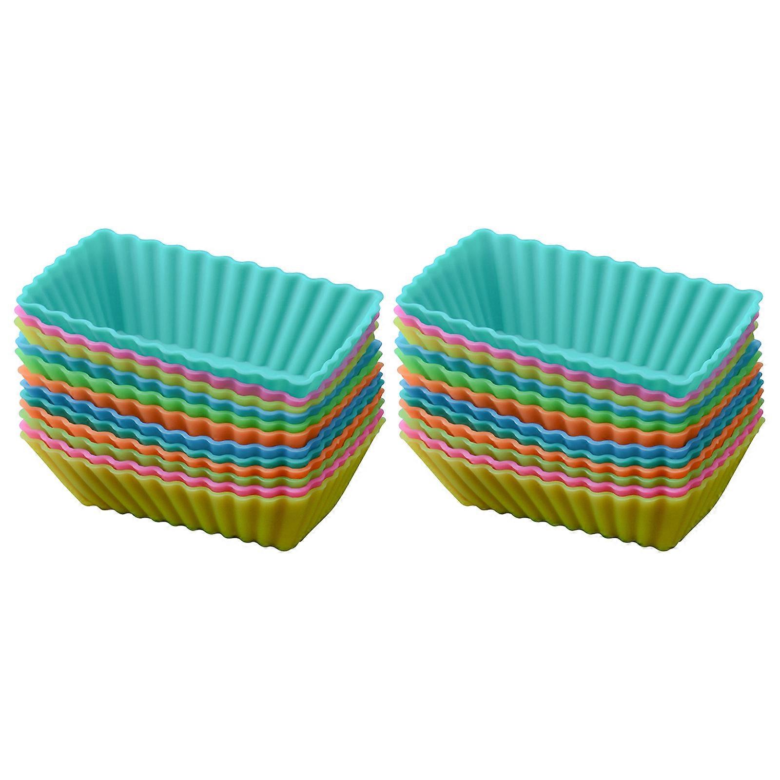 Rectangular Silicone Muffin Cups Baking Mold for Cake Use 24Pcs