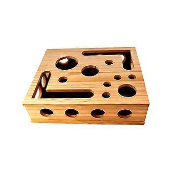 Houten krabpuzzel voor katten – nagelvijl en krabpaal, stressvrij alternatief voor nagelknippers/slijpers, binnenspeelgoed met doolhof, 1 stuk