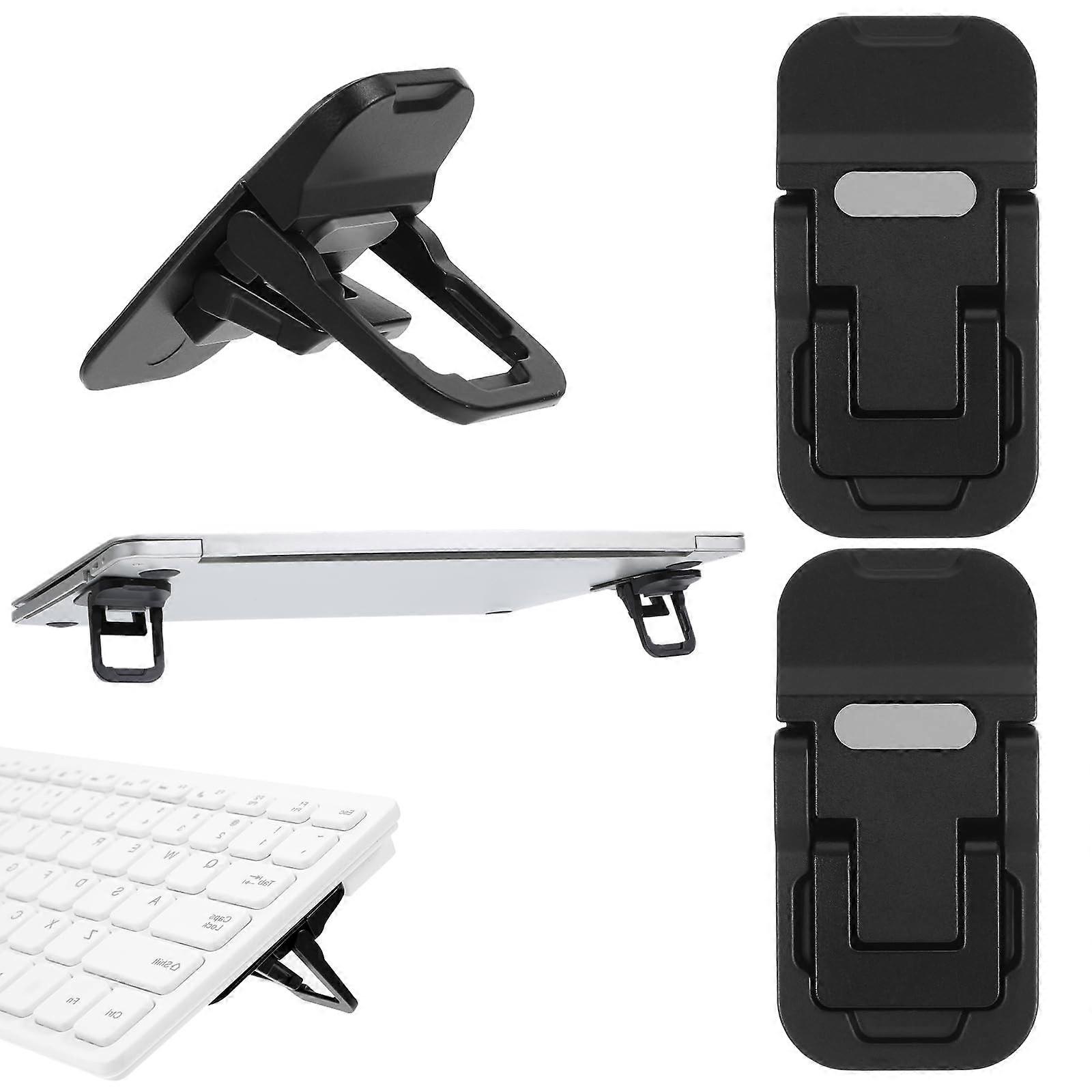 Keyboard Riser and Laptop Stand, Ergonomic Dual Angle Foldable Design with Stable Support, 2 Pack Black