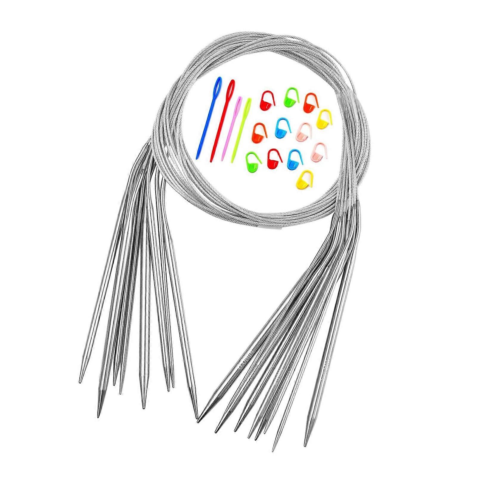 Stainless Steel Interchangeable Knitting Needle Set For Various Yarn Weights Multicolor
