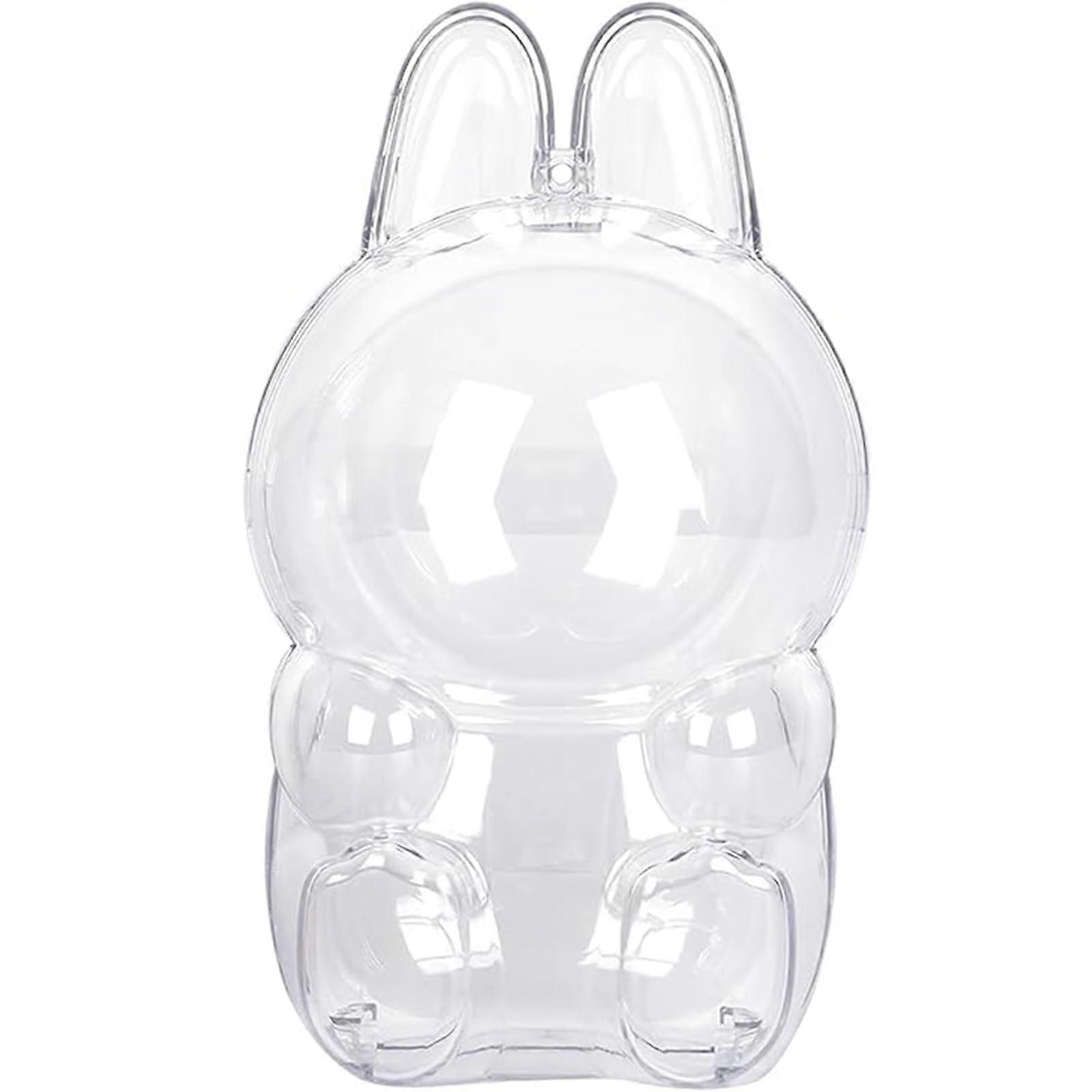 Clear PC Protective Case for Labubu Sitting Plush Doll, Dustproof Transparent Display Storage Box