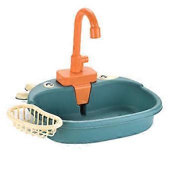 Children's Kitchen Toy Set Kids Simulation Play Sink with Fruit & Tableware Toys Electric Cycle System for Running Water New