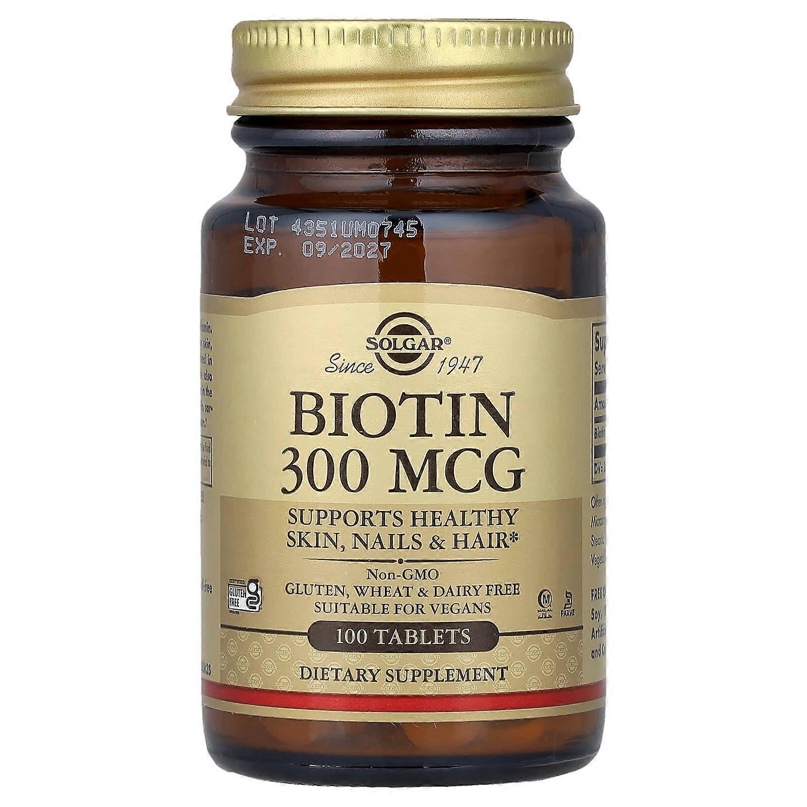 Solgar, Biotin, 300 mcg, 100 Tablets
