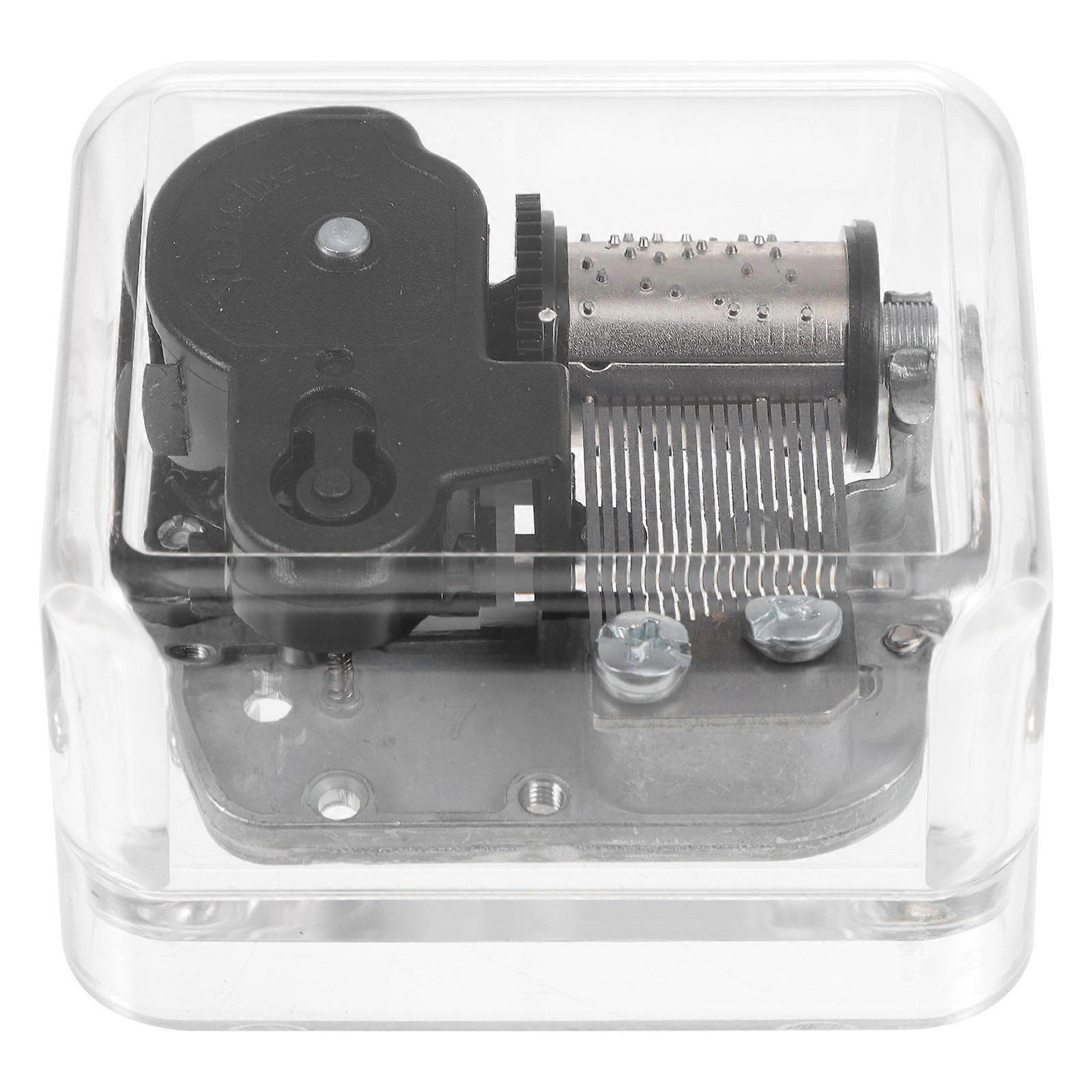 Square Musical Box Movement Acrylic Clockwork Replacement Part 1Pcs Silver