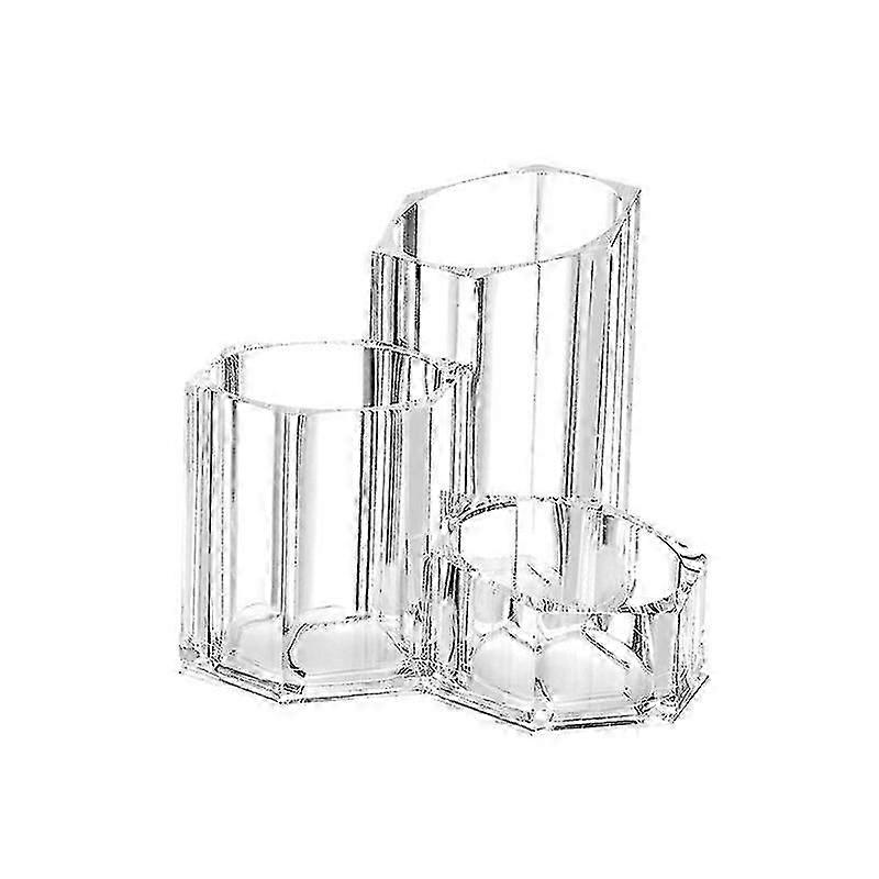 Clear acrylic makeup brush holder with 3 slots