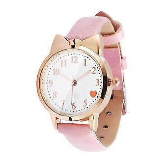 Analog klokke for barn og enkel stil, uformell begivenhet, rosa metalllysende peker, 1 sett