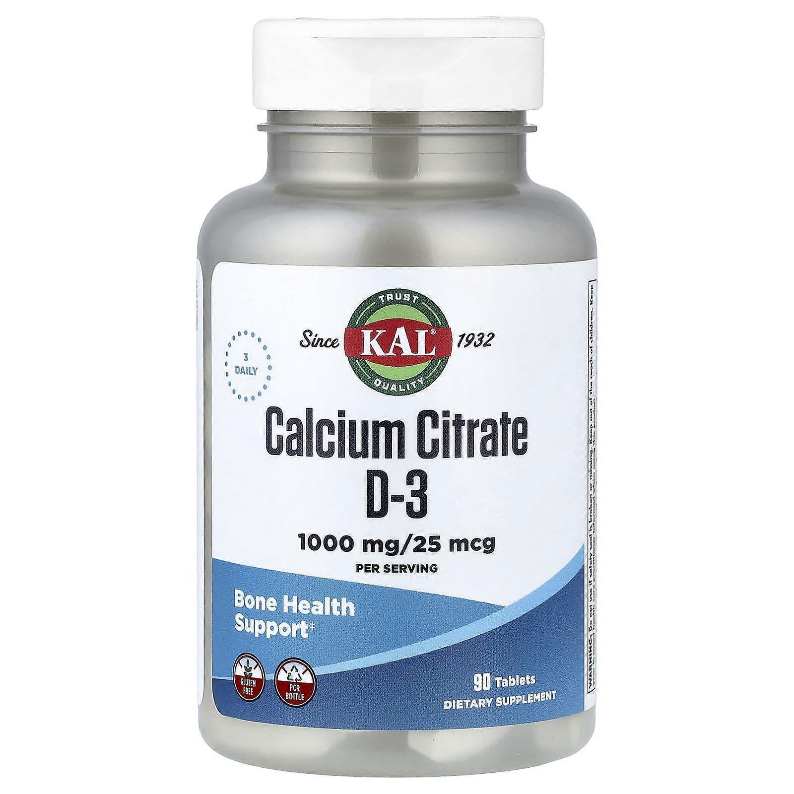 KAL, Calcium Citrate D-3, 90 Tablets, 2-Pack