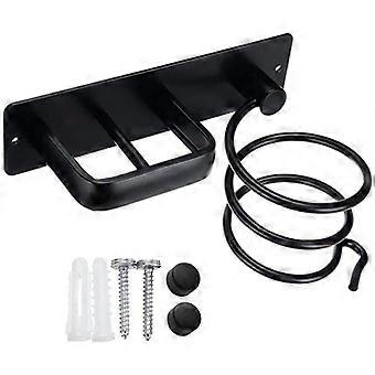 Wall Mounted Hair Dryer Holder, Hair Straightener Holder with Cable Holder for Storing Hair Dryer Straightener, Black