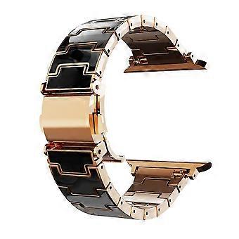 Pulseira de luxo para Apple Watch Series 11 10 42mm/ 9 8 7 41mm/ SE3 SE2 SE 6 5 4 40mm/ 3 2 1 38mm, em policarbonato eletrogalvanizado com fecho de aço inoxidável.