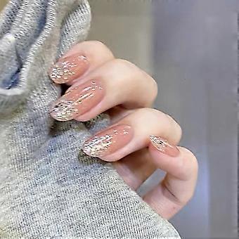 24pcs Glitter Nail Patch Sweet Style Amovible Long Paragraphe Manucure Gagner du temps Type de colle