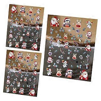 3 Vel Kerstmis 5D Nail Art Stickers Sneeuwpop Santa Claus Elk Patroon Zelfklevende Decals voor DIY Manicure Qinghai
