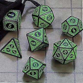 Vintage Polyhedral Dice Set 7 Pcs, Plastic Swirl Pattern RPG Dice with Velvet Bag for DND, Tenzi, Farkle, Math Learning, Gift for Halloween Christmas