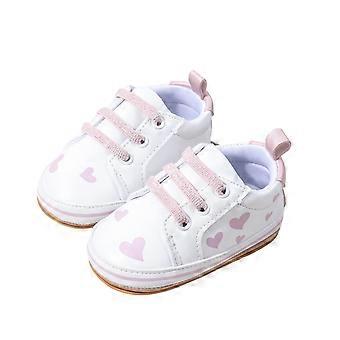 Suefunskry Baby First Walking Shoescompatible withBoys Girls Soft Rubber Sole Non-Slip Sneakers Fashion Heart Print Slip-On Infant Shoes