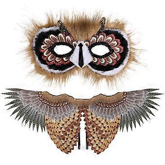 1 set Owl Wings Mask Animal Owl Costume Set Stage Performance Prop Kids Toy