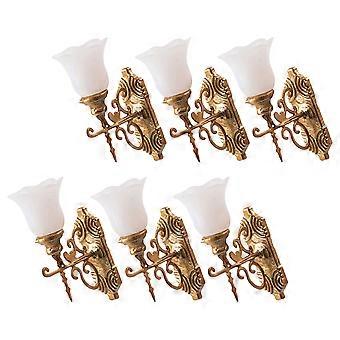ABS Wall Lamp Model for Decor 6Pcs Golden Miniature Doll House Lights
