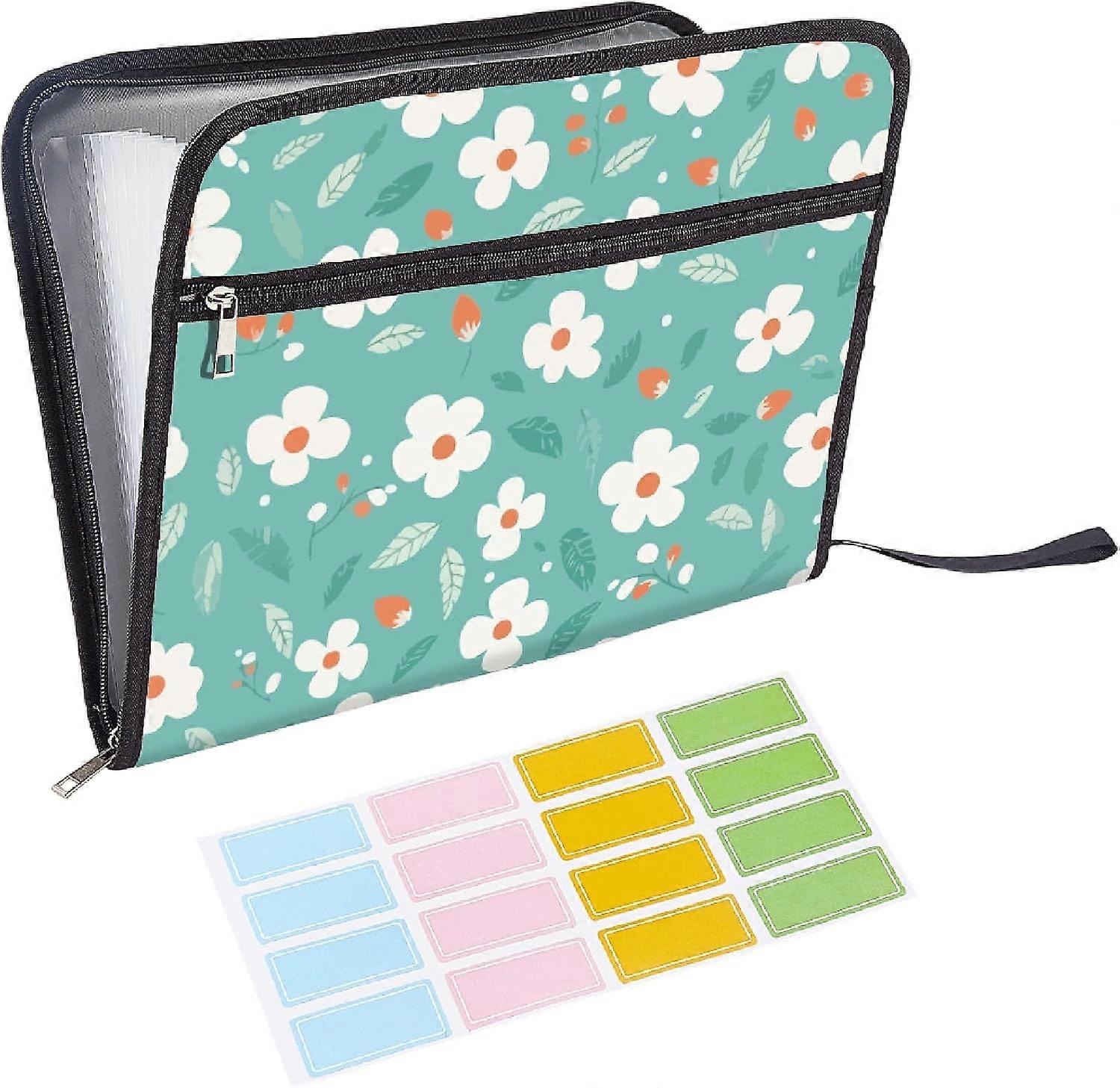 Plastic File Folders with Polyester Label Sheet Document Organizer Rectangle Flower 560x365mm