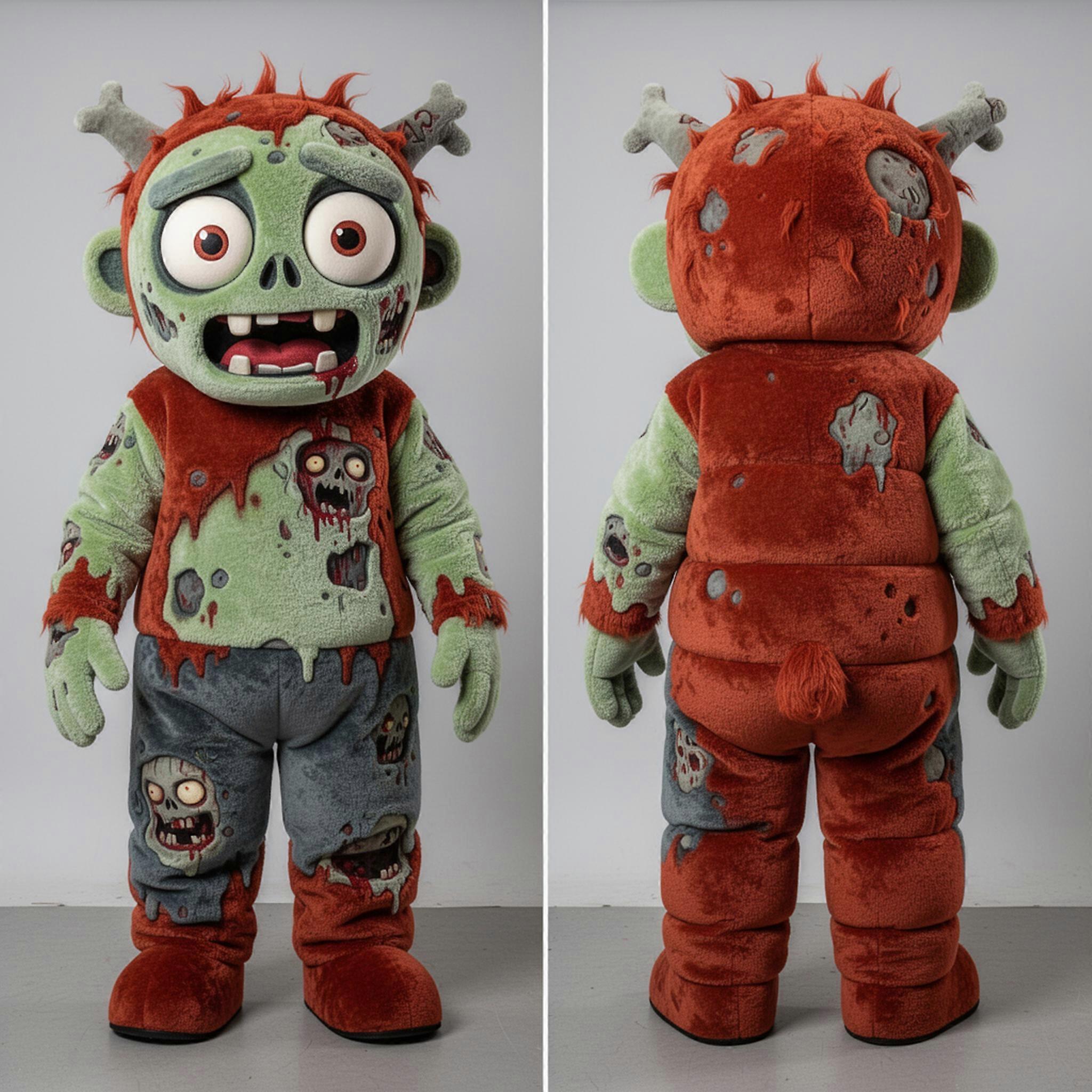 MASTICOT Rust Orange Velvety Zombie Mascot