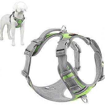 No Pull Dog Harness, Release At Neck, Reflective Adjustable Dog Vest Harness, for Small Medium Large Dogs,green, M