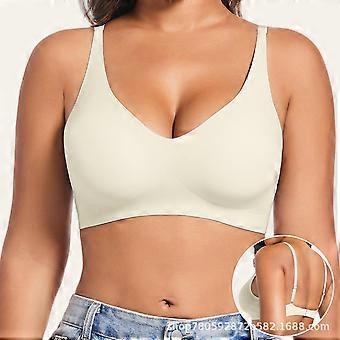 Women Deep V Sexy Wireless Comfortable Seamless Gathering Underwear Bra