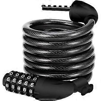 Bike Lock 120cm x 12mm Heavy Duty 5-Digit Combination Cable Lock Anti-Theft with Mounting Bracket for Bicycle Scooter Motorcycle