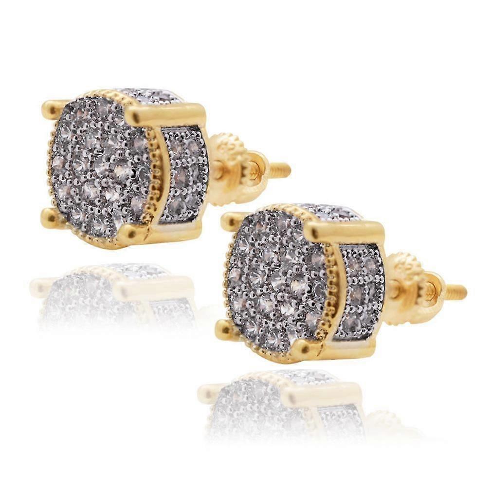 Ear Studs Two Tone Micro Inlay Copper Earrings for Ceremony