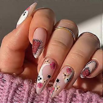 24 Stück Halloween-Nagelstifte zum Aufkleben, Mandelform
