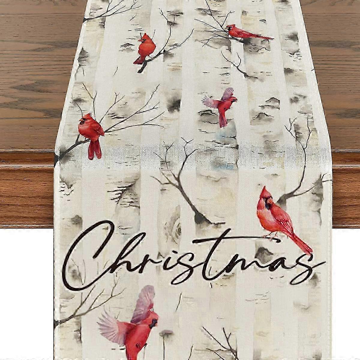 72 Inch Linen Winter Table Runner