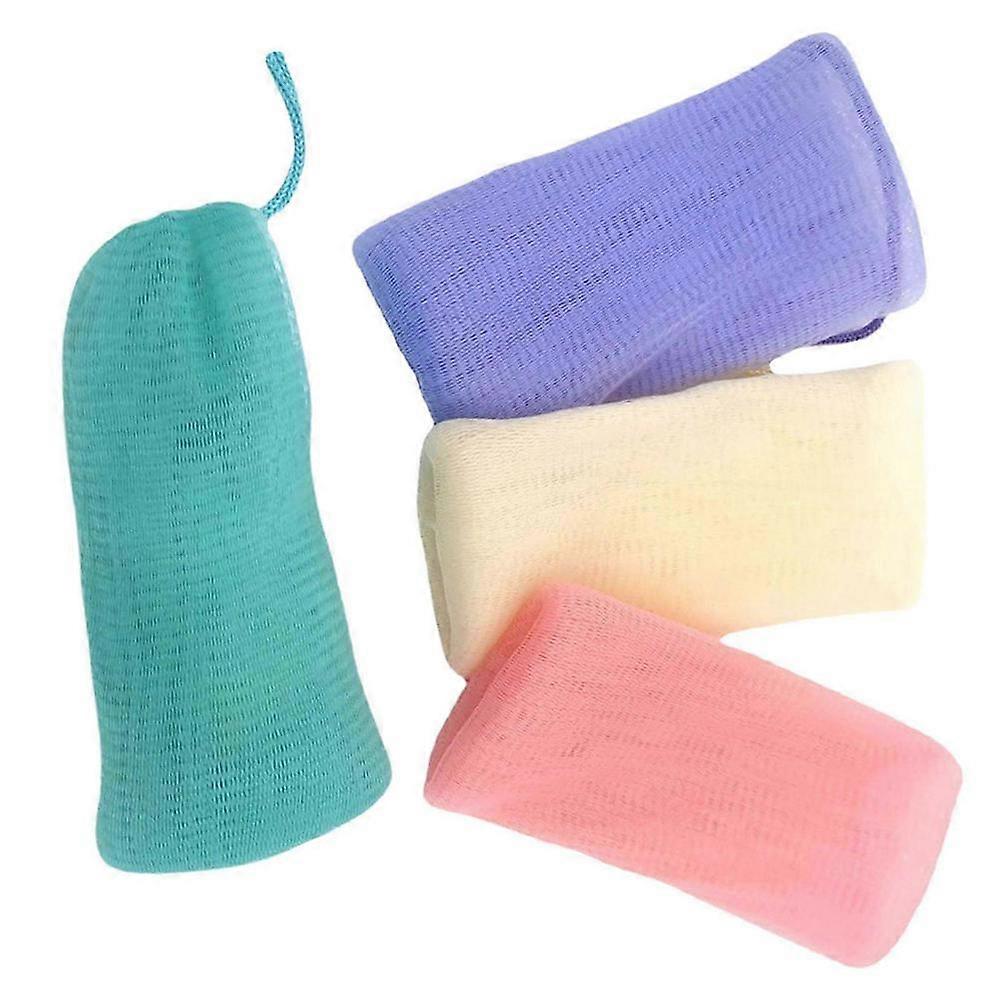 4Pcs Exfoliating Mesh Soap Bags, Colored, PE Material, Drawstring, Soap Holder