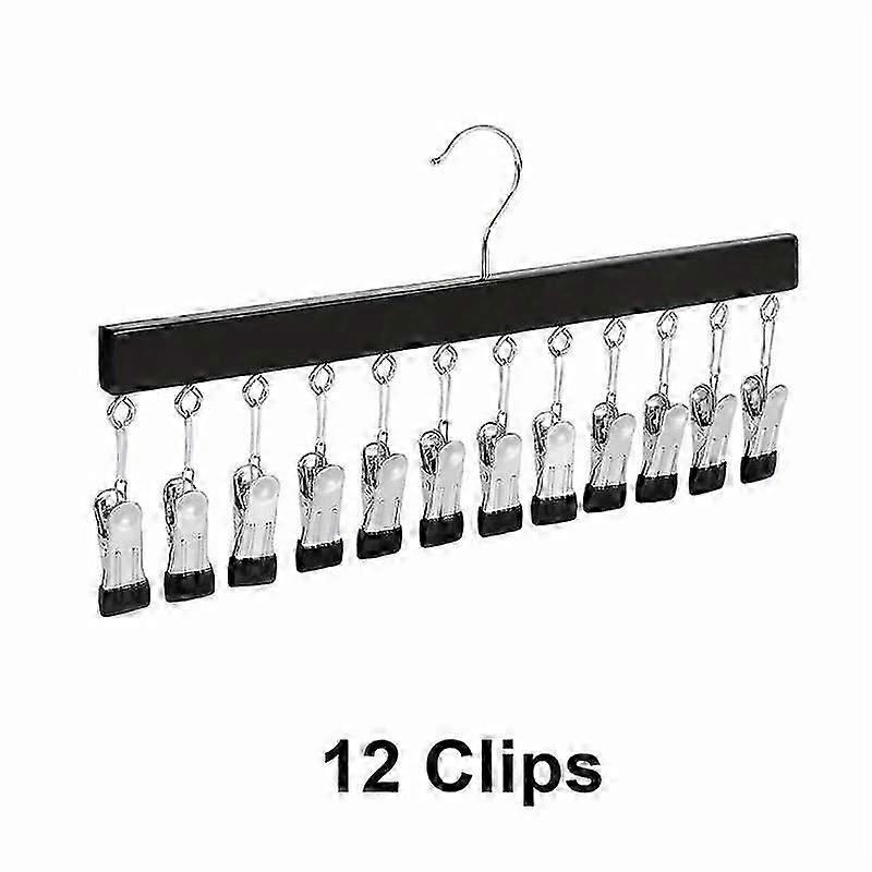 Multifunctional Solid Wooden Hanger with 12 Hooks for Hat, Sock & Accessory Storage