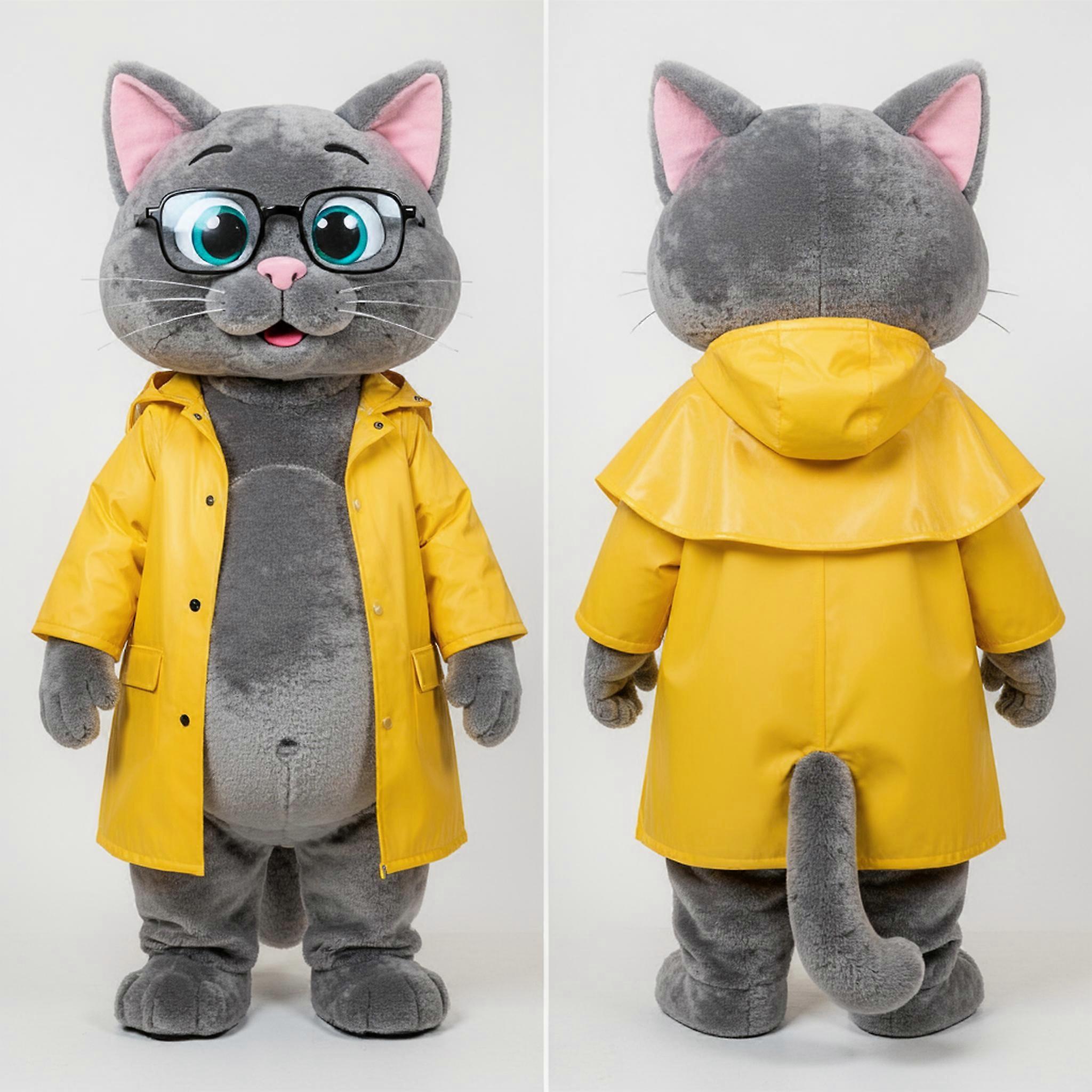 MASTICOT Gray Velvety Cat Mascot