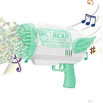 80 Hole Bubble Machine Gun with LED Light Effects, Automatic Rechargeable Bubble Blower for Kids, Green