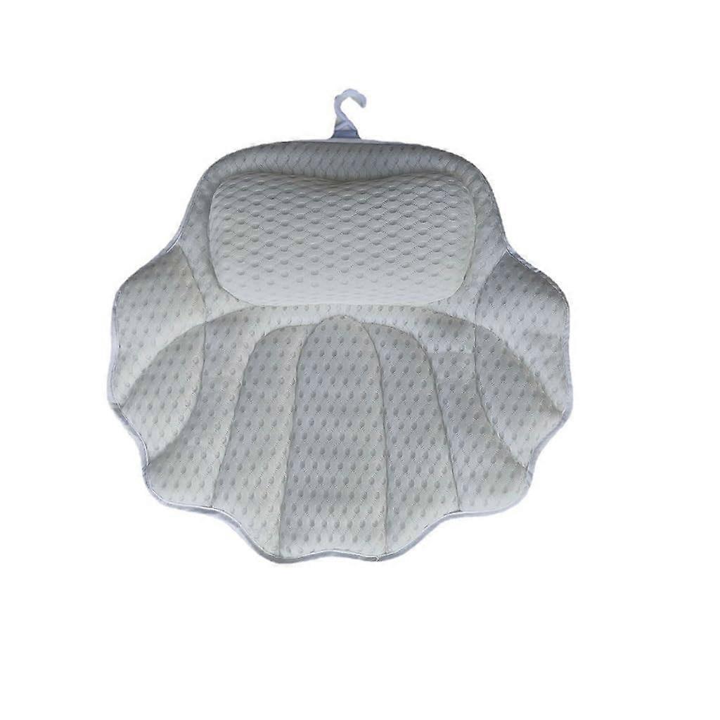 Bathtub Pillow with Ergonomic Shell Shape, Plush Neck Support and Secure Suction Cups