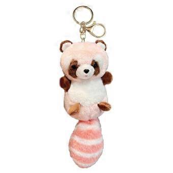 Mini Plush Raccoon Keychain Cute Y2K Pendant Keyring Hanging Ornament Keys Holder Backpack Handbag Charm Gift for Girls Pink