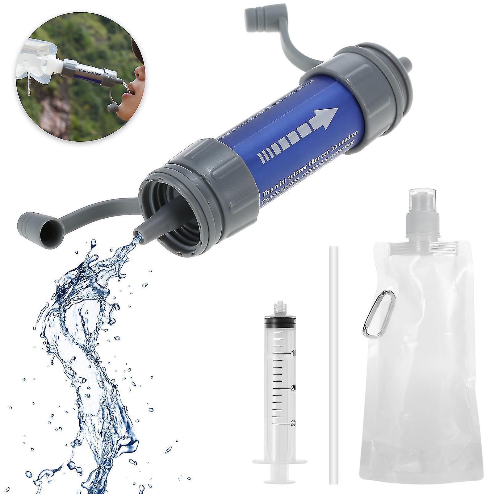 Outdoor Portable Water Filter Straw Purifier With Drinking Pouch For Camping