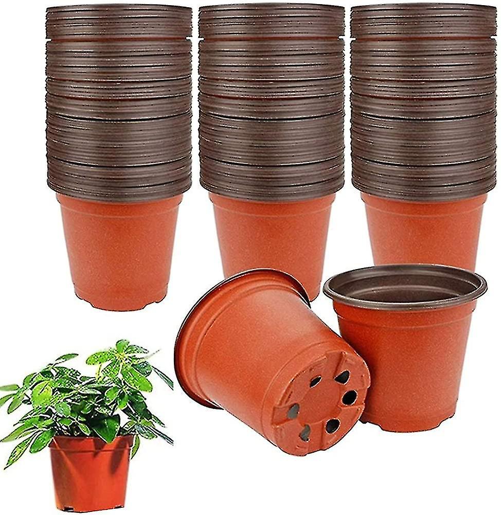 Set Of 50 Reusable Durable Soft Plastic Flower Pots With 6 '' Greenhouse Hole