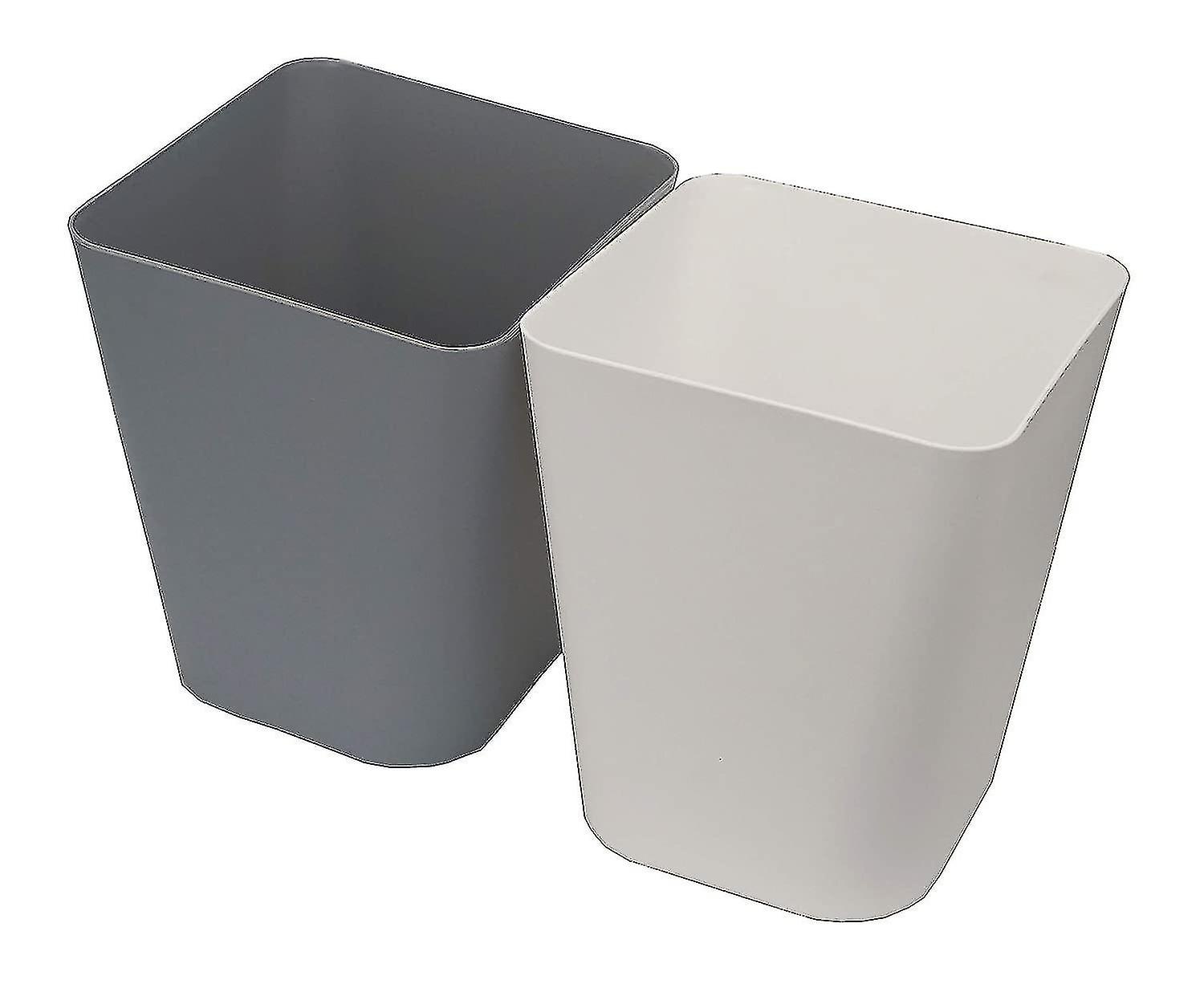 2 Pack Small Trash Can Wastebasket For Kitchen Bathroom,white+gray