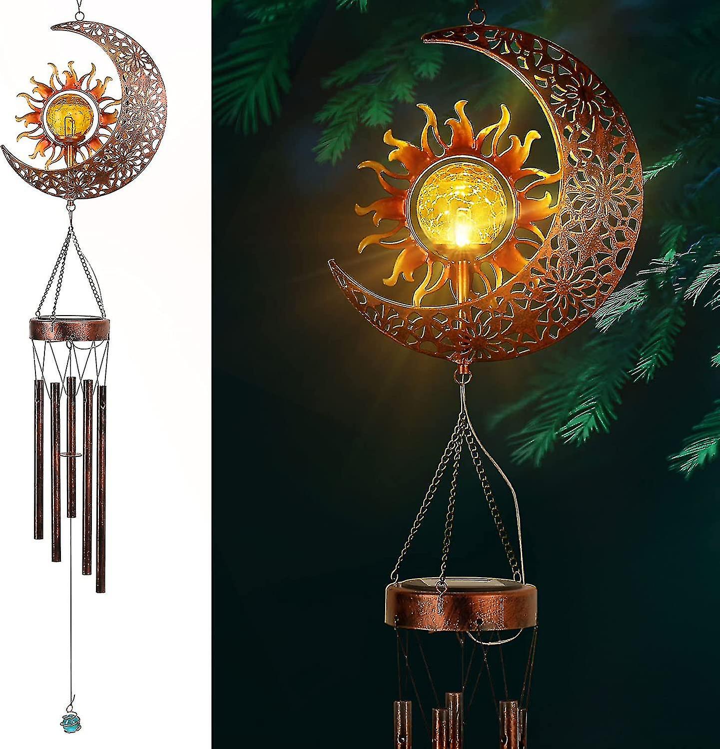 Solar Wind Chime With Cracked Glass Ball