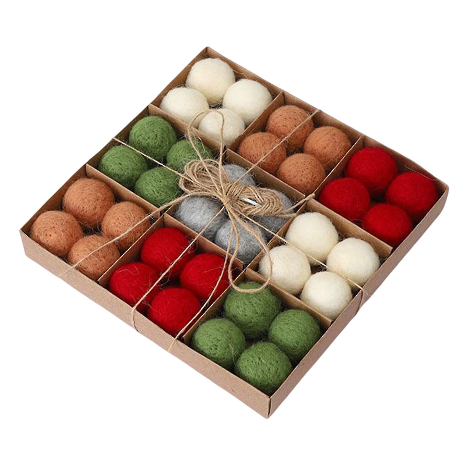 36pcs Christmas Multicolor Plush Balls Small Shatterproof Balls Pendant For Home Office Table Decoration