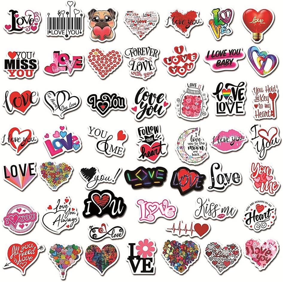 Love Stickers Pack Bulk | 50pcs I Love You Relationship PVC Vinyl